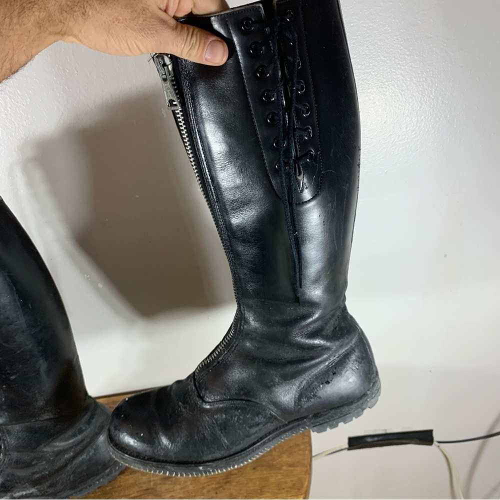 Vintage 70s hand made motorcycle , police  Steel toe leather boots - Picture 7 of 14